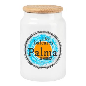 Balearen Inseln Palma Design - Keksdose mit Holzdeckel - Weiß - Vorne