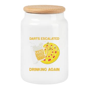 Design de pub à bière Dart - Boîte à biscuits avec couvercle en bois - blanc - Devant