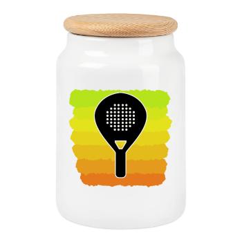 Padel Game Tennis Rackets Padel Sports Fans - Cookie Jar with Wooden Lid - white - Front