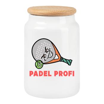 Racket Balls Statement Padel Player Sport - Cookie Jar with Wooden Lid - white - Front