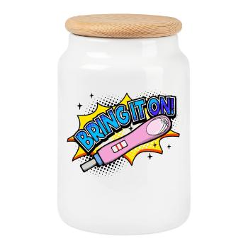 Déclaration de grossesse mère bébé - Boîte à biscuits avec couvercle en bois - blanc - Devant
