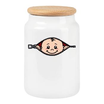 Grossesse de bébé Grossesse Mère de bosse de bébé - Boîte à biscuits avec couvercle en bois - blanc - Devant