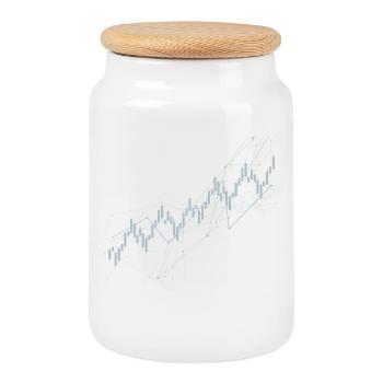 Candlestick-Diagramm - Keksdose mit Holzdeckel - Weiß - Vorne