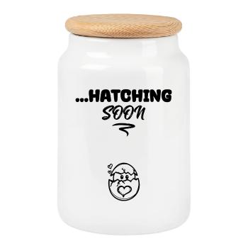 Baby Baby Bump Statement Pregnancy Pregnant - Cookie Jar with Wooden Lid - white - Front