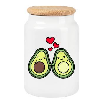 Avocat Coeur Grossesse Parents Enceintes Bébé - Boîte à biscuits avec couvercle en bois - blanc - Devant