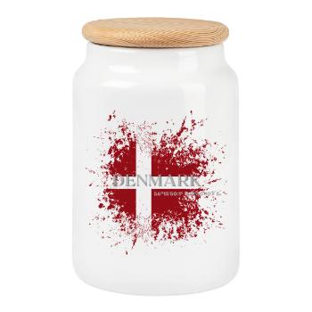 Flag of Denmark grunge, Danish pride - Cookie Jar with Wooden Lid - white - Front