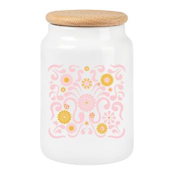Fête des fleurs L Rose et Jaune - Boîte à biscuits avec couvercle en bois - blanc - Devant