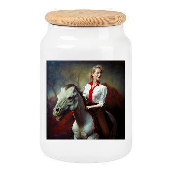 Dyno rider 01 - Cookie Jar with Wooden Lid - white - Front