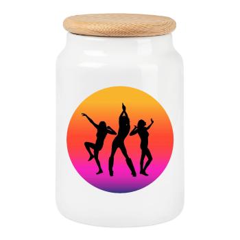 diso, disco fan, disco music - Cookie Jar with Wooden Lid - white - Front