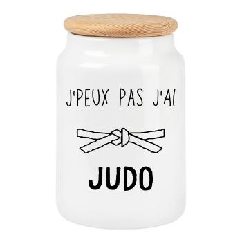 J Peux Pas J Ai Judo - Boîte à biscuits avec couvercle en bois - blanc - Devant