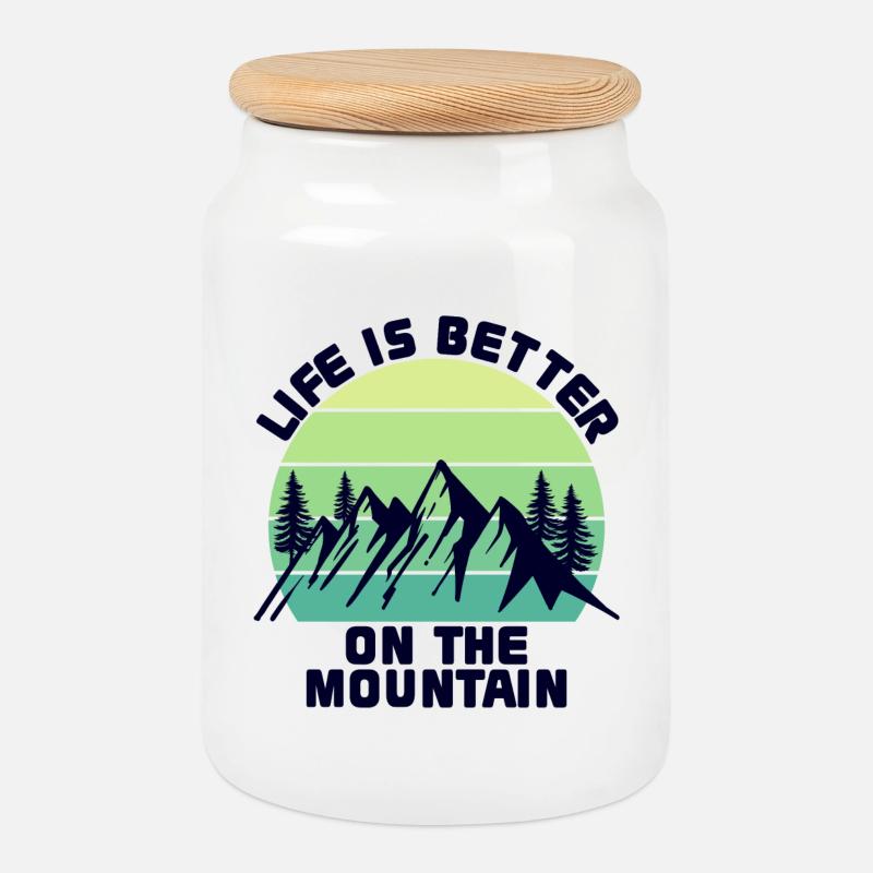 Mountain Hike Hike Hiking Mountains Statement - Cookie Jar with Wooden Lid - white