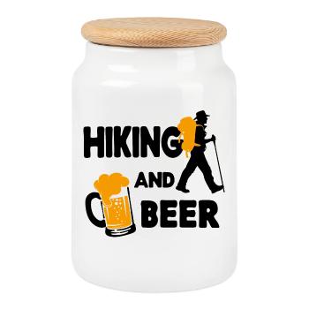 Nature lovers mountain peaks hiking hikers nature - Cookie Jar with Wooden Lid - white - Front