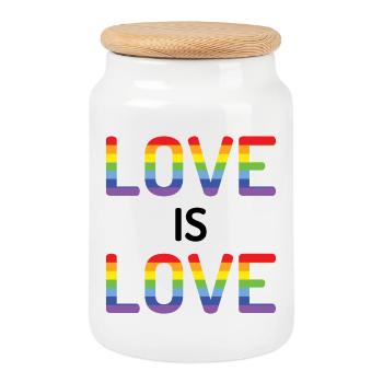 Mois de la fierté - L’amour c’est l’amour - Boîte à biscuits avec couvercle en bois - blanc - Devant