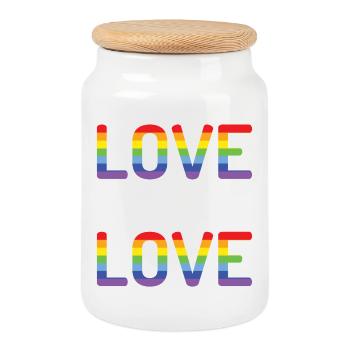 Mois de la fierté - L’amour c’est l’amour - Boîte à biscuits avec couvercle en bois - blanc - Devant