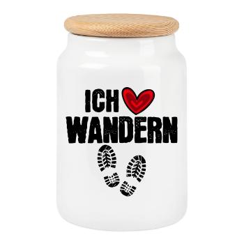 Ich Liebe Wandern Wanderer Statement Berge Herz - Keksdose mit Holzdeckel - Weiß - Vorne