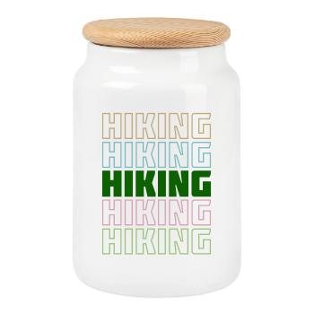 Hiking Trails Saying Hiking Statement Mountain Hike - Cookie Jar with Wooden Lid - white - Front