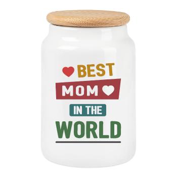 Beste Mutter der Welt - Keksdose mit Holzdeckel - Weiß - Vorne