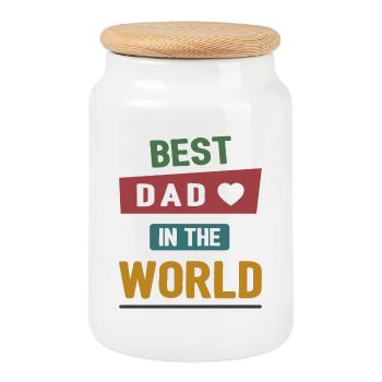 Meilleur papa du monde - Boîte à biscuits avec couvercle en bois - blanc - Devant