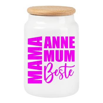 MUTTERTAG - MAMA - ANNE BESTE - MUM - Keksdose mit Holzdeckel - Weiß - Vorne
