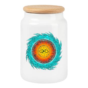 Conception du tsunami oculaire - Boîte à biscuits avec couvercle en bois - blanc - Devant