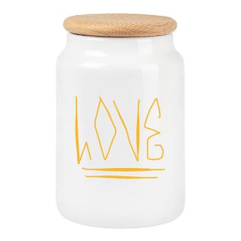Sweat à capuche avec inscription Love - Boîte à biscuits avec couvercle en bois - blanc - Devant