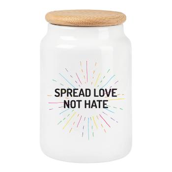 Pride Month - Spread Love Not Hate - Cookie Jar with Wooden Lid - white - Front