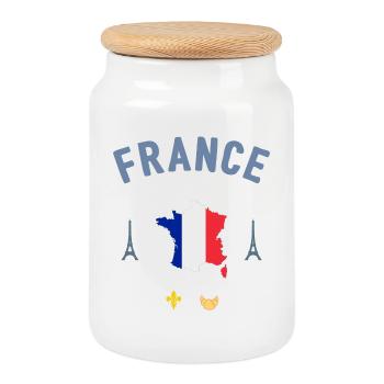 France - Boîte à biscuits avec couvercle en bois - blanc - Devant