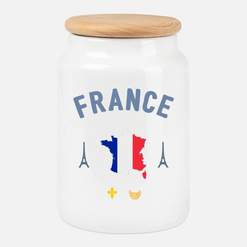 Frankreich - Keksdose mit Holzdeckel - Weiß