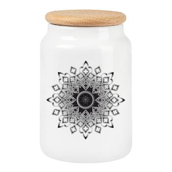 Ornement de vitrail rosace gothique - Boîte à biscuits avec couvercle en bois - blanc - Devant