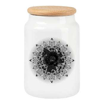 Ornement gothique en rosace à la rose noire - Boîte à biscuits avec couvercle en bois - blanc - Devant