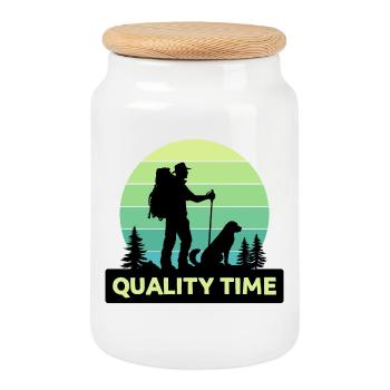 Nature Lovers Hiking Statement Mountaineering Mountains - Cookie Jar with Wooden Lid - white - Front