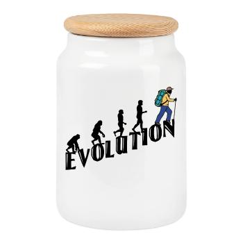 Wandern Evolution Wanderer Wanderung Klettern - Keksdose mit Holzdeckel - Weiß - Vorne