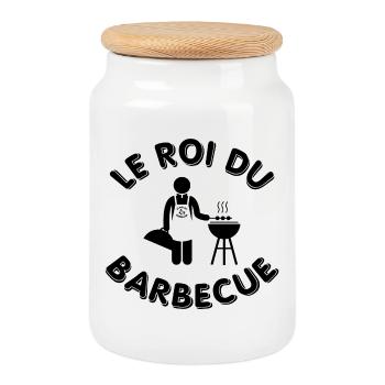 Le roi du barbecue - bbq - Grillage - Barbecue - Boîte à biscuits avec couvercle en bois - blanc - Devant