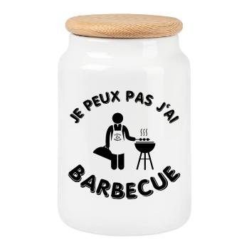 Je peux pas j'ai barbecue - Le roi du barbecue - Boîte à biscuits avec couvercle en bois - blanc - Devant