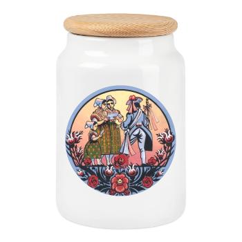 Folklore sorabe – Costumes et danses traditionnels - Boîte à biscuits avec couvercle en bois - blanc - Devant
