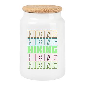 Hike Hiking Hiking Routes Tours Statement - Cookie Jar with Wooden Lid - white - Front