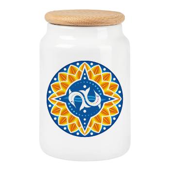 Dauphins rose des vents pétales vagues - Boîte à biscuits avec couvercle en bois - blanc - Devant