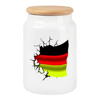 Germany - Germany - Deutschland - Zerrissene Flagge - Keksdose mit Holzdeckel - Weiß - Vorne