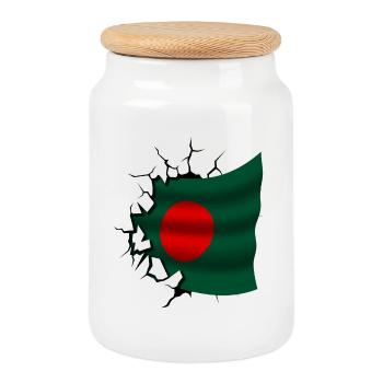 Bangladesh - Bangladesh - Drapeau - Boîte à biscuits avec couvercle en bois - blanc - Devant