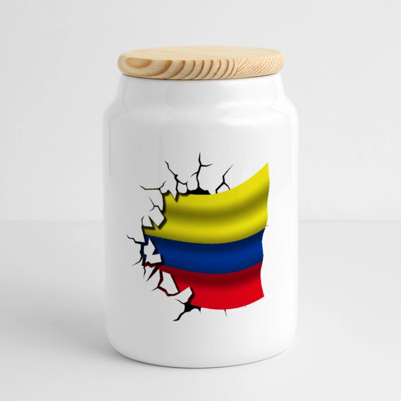 Drapeau de la Colombie - Colombie - Drapeau Broken Design Boîte à biscuits avec couvercle en bois