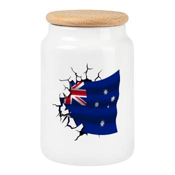 Drapeau de l’Australie - Australie - Drapeau cassé - Boîte à biscuits avec couvercle en bois - blanc - Devant