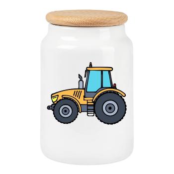 Tractor Vehicle Commercial Vehicle Tractor Country Air - Cookie Jar with Wooden Lid - white - Front