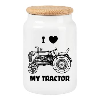 Herz Ich Liebe Traktor Statement Feld Fahrzeug - Keksdose mit Holzdeckel - Weiß - Vorne