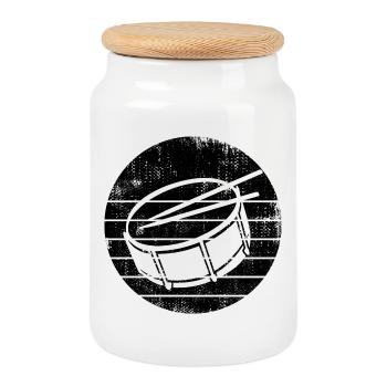 Side drum - Cookie Jar with Wooden Lid - white - Front