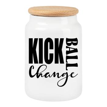 KICK BALL CHANGE - TANZEN SPRÜCHE - Keksdose mit Holzdeckel - Weiß - Vorne