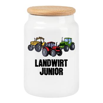 Jungbauer Statement Landmaschinen Feld Traktor - Keksdose mit Holzdeckel - Weiß - Vorne