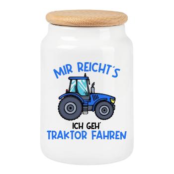 Traktor Statement Nutzfahrzeug Landleben Ackerbau - Keksdose mit Holzdeckel - Weiß - Vorne