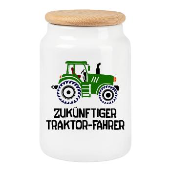 Bauer Traktor Fahrzeug Statement Biobauer Landwirt - Keksdose mit Holzdeckel - Weiß - Vorne