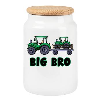 Farmer Vehicle Statement Tractor Country Air - Cookie Jar with Wooden Lid - white - Front