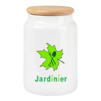 Gardener - Cookie Jar with Wooden Lid - white - Front